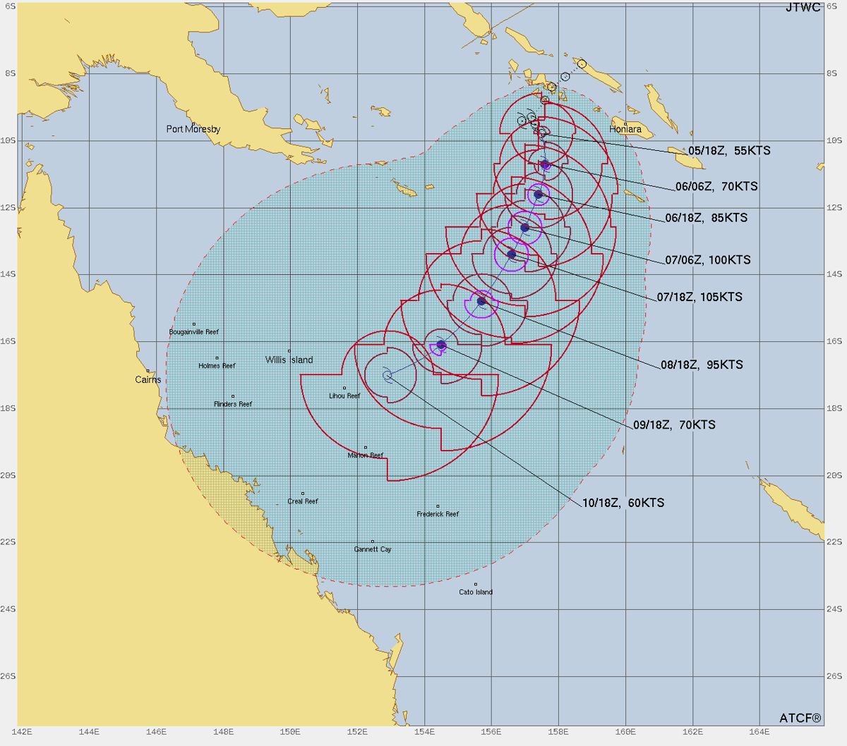 Tropical Cyclone Jasper eyes off the Queensland coastline